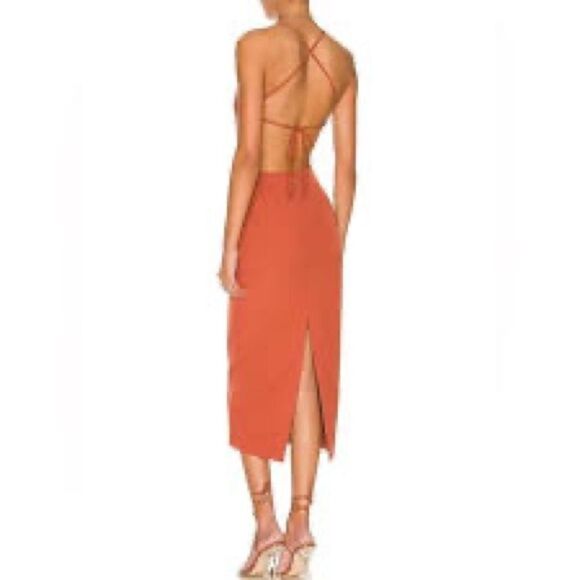Bardot Elegant Rust Halter Dress‎ Sz L - Picture 5 of 8